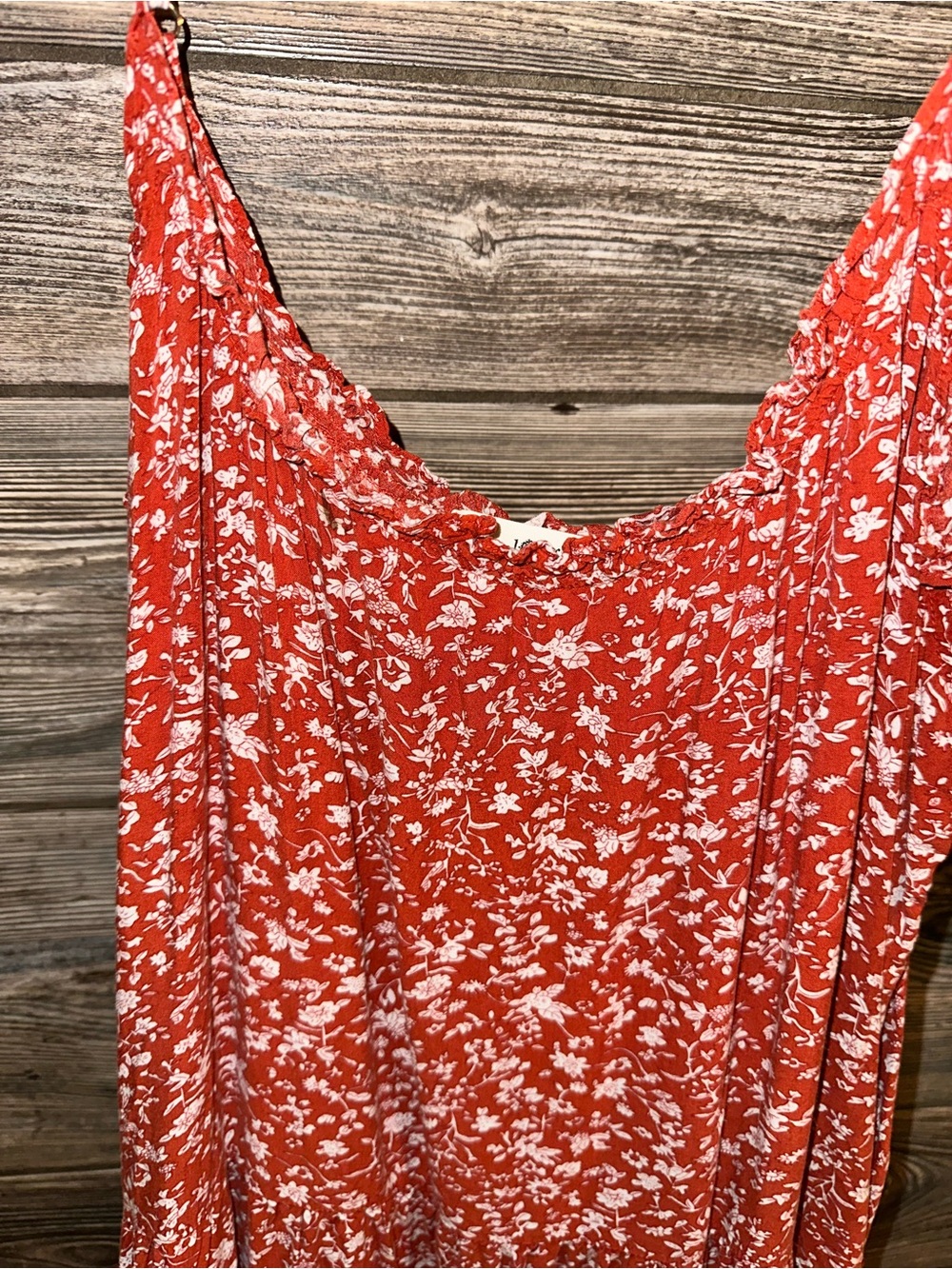 Natural Life Rust Floral Spaghetti-Strap Maxi Dress Pockets Soft Lightweight Med - Picture 2 of 5